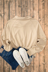 Parchment Quarter Zip Stand Neck Kangaroo Pocket Sweatshirt Sweatshirts & Hoodies JT's Designer Fashion