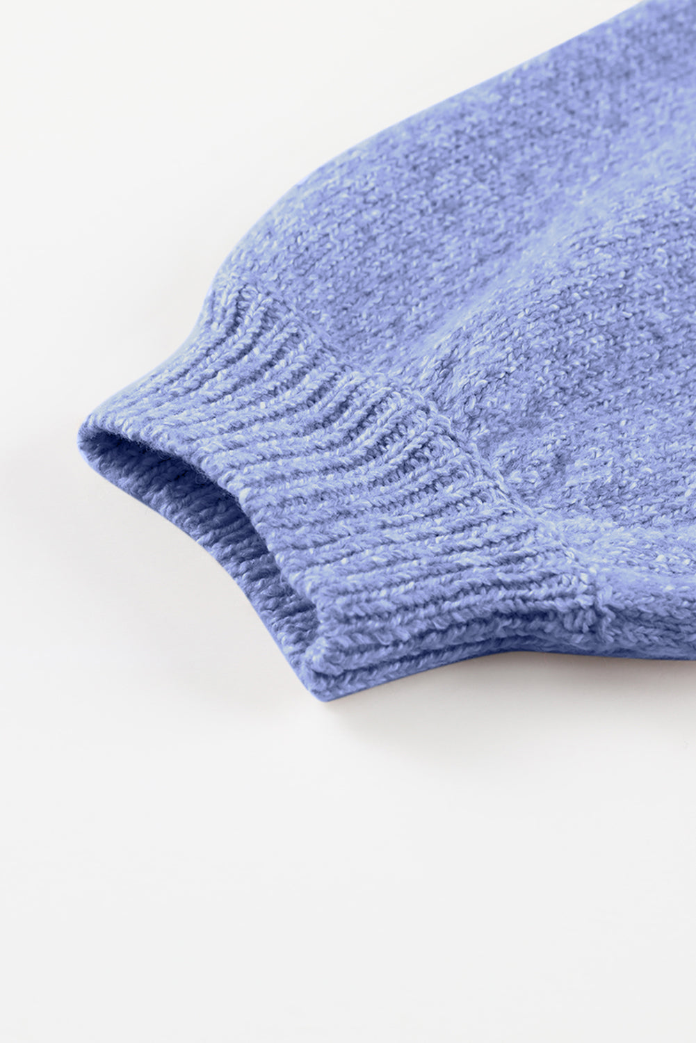 Sky Blue Eyelet Pattern Detail V Neck Drop Shoulder Sweater Sweaters JT's Designer Fashion