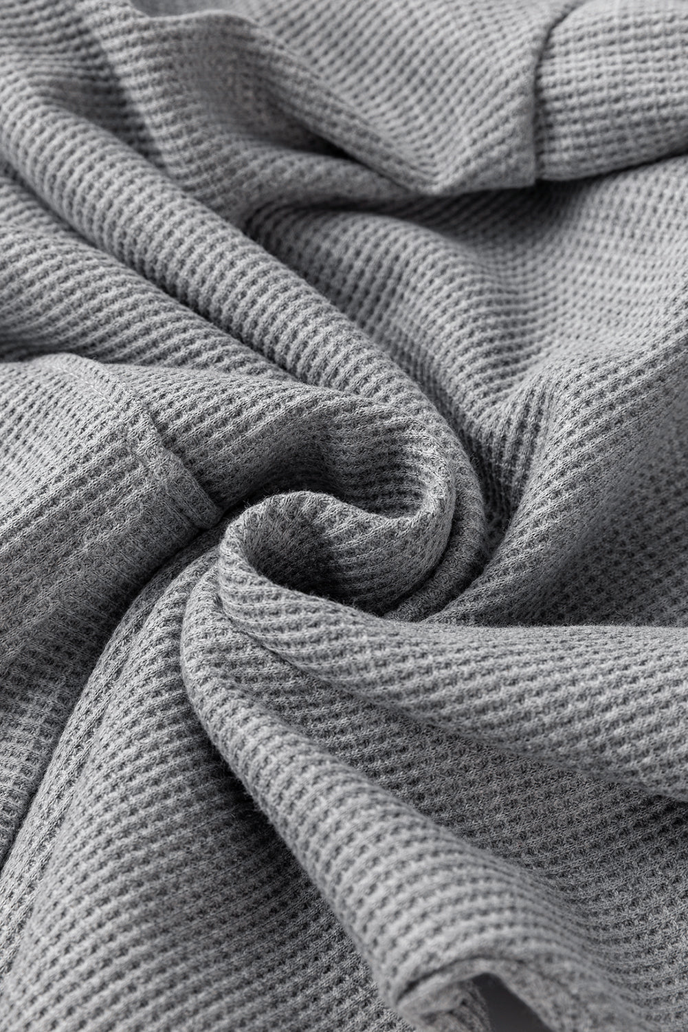 Gray Waffle Knit Fleece Lined High Low Oversized Hoodie Sweatshirts & Hoodies JT's Designer Fashion