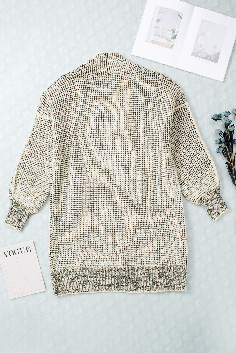 Apricot Plaid Knitted Long Open Front Cardigan Sweaters & Cardigans JT's Designer Fashion
