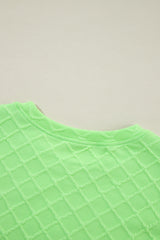 Light Green Checkered Textured Tee and Drawstring Shorts Short Sets JT's Designer Fashion