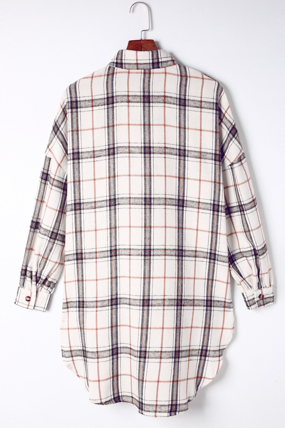 White Oversized Plaid Pattern Shacket with Slits Plaid Shackets JT's Designer Fashion