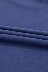 Navy Blue Plain Drop Shoulder Crewneck Pullover Sweatshirt Sweatshirts & Hoodies JT's Designer Fashion