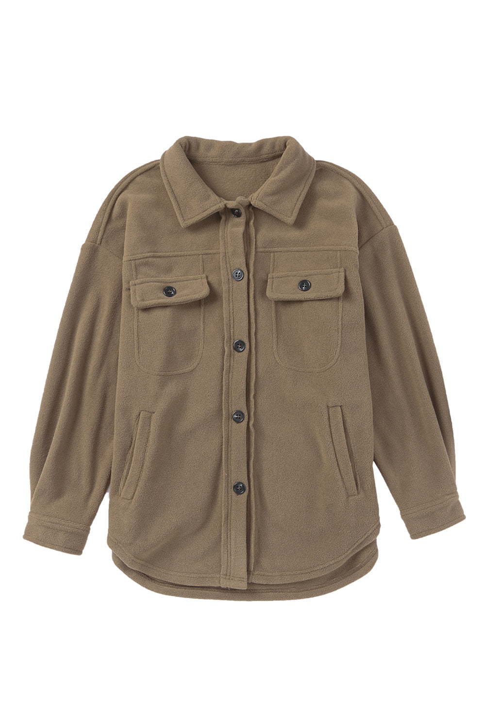 Turn Down Collar Buttoned Shirt Jacket Jackets JT's Designer Fashion