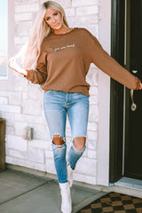 Khaki You Are Loved Print Corduroy Sweatshirt Sweatshirts & Hoodies JT's Designer Fashion