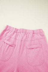 Bonbon Mineral Wash Exposed Seam Drawstring High Waist Wide Leg Cargo Pants Casual Shorts JT's Designer Fashion