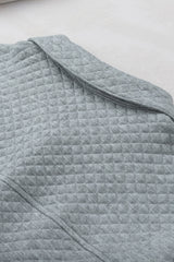 Gray Retro Quilted Flap Pocket Button Shacket Jackets JT's Designer Fashion
