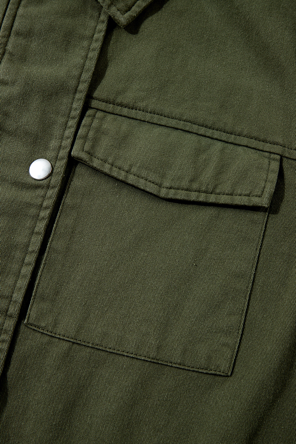 Moss Green Snap Button Zipper Tight Waist Collared Jacket Jackets JT's Designer Fashion