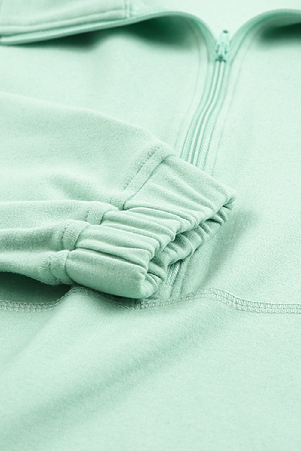 Green Zip Front Pocketed Pullover Sweatshirt Sweatshirts & Hoodies JT's Designer Fashion