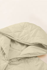 Beige Quilted Snap Button Hooded Coat Coats JT's Designer Fashion