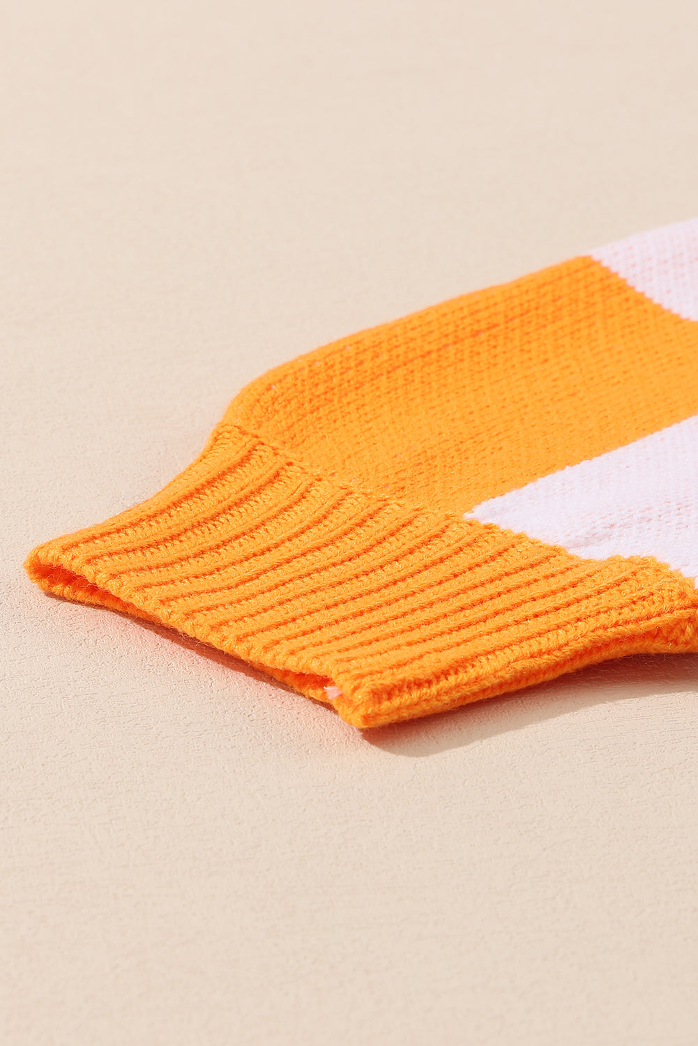 Orange Checkered Bishop Sleeve Sweater Sweaters & Cardigans JT's Designer Fashion