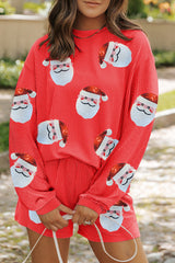 Gold Flame Sequin Christmas Santa Clause Corded Pullover and Shorts Set Gold Flame 75%Polyester+20%Viscose+5%Elastane Graphic Sets JT's Designer Fashion