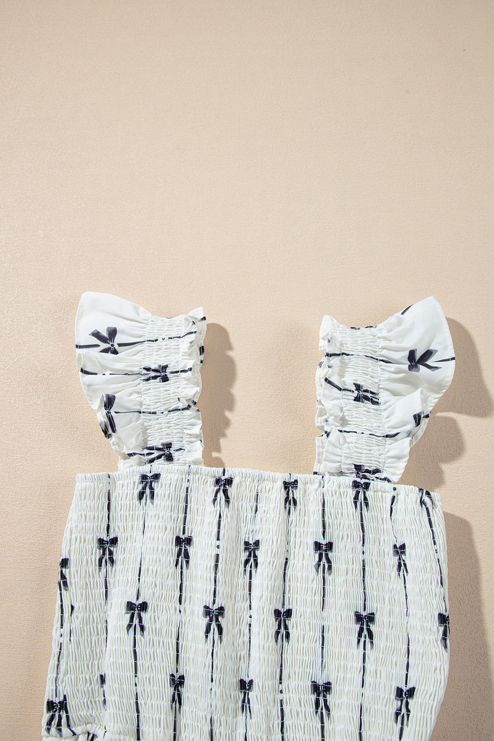Black Bow Print Smocked Square Neck Ruffle Tiered Long Dress Maxi Dresses JT's Designer Fashion