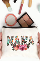 White Leopard Flower NANA Print Cosmetic Bag Makeup Bags JT's Designer Fashion