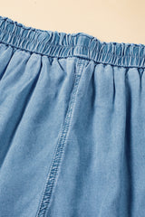 Sky Blue Drawstring High Waist Cargo Pocket Wide Leg Jeans Jeans JT's Designer Fashion