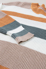 Camel Classic Round Neck Colorblock Knit Sweater Sweaters JT's Designer Fashion