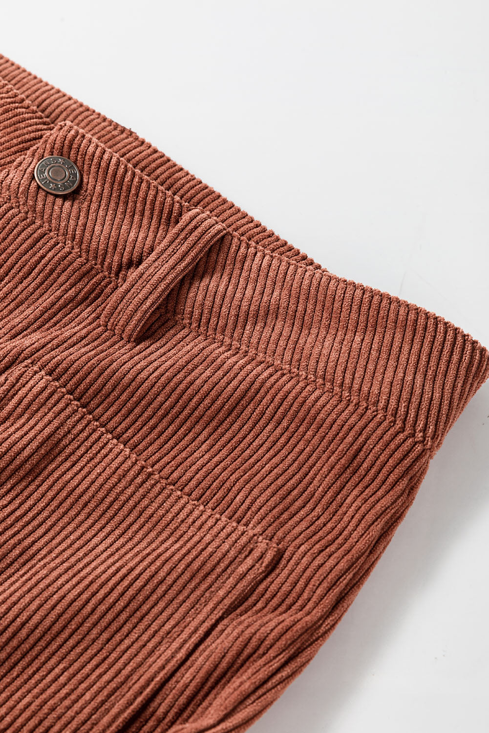 Brown High Waist Square Pockets Corduroy Pants Pants & Culotte JT's Designer Fashion