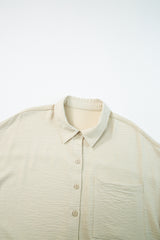 Beige Pure Color Patch Pocket Shirt Blouses & Shirts JT's Designer Fashion