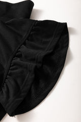 Black Zipper Flutter Sleeve Drawstring High Waist Jumpsuit Jumpsuits & Rompers JT's Designer Fashion