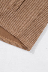 Dark Khaki Solid Color Corduroy Buttoned Long Sleeve Shacket Jackets JT's Designer Fashion