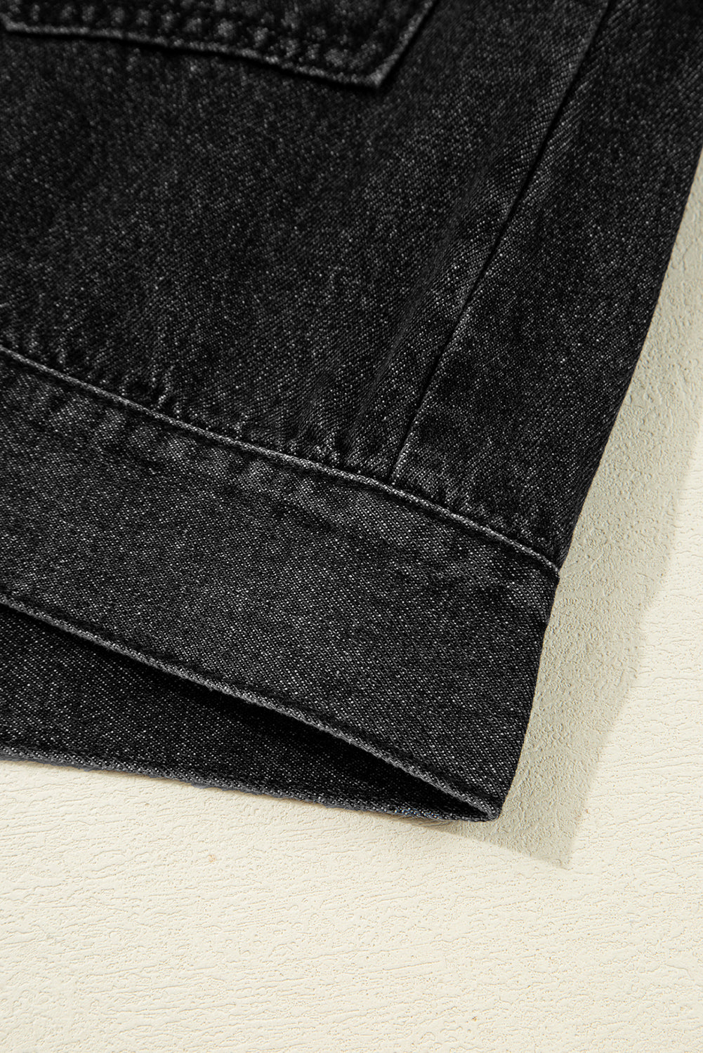 Black Big Chest Pocket Drop Shoulder Hooded Denim Jacket Denim Jackets JT's Designer Fashion