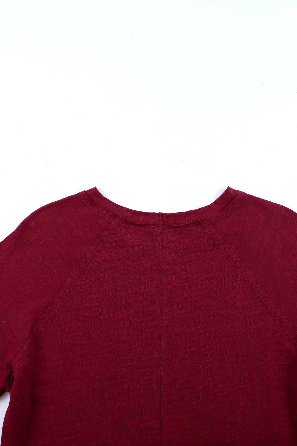 Fiery Red Solid Crew Neck Long Sleeve Top Long Sleeve Tops JT's Designer Fashion