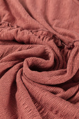 Mineral Red Solid Color Textured Frilled Trim V Neck Puff Sleeve Blouse Blouses & Shirts JT's Designer Fashion