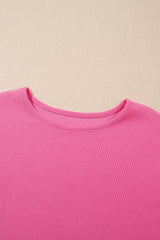 Bright Pink Textured Pearled Ruffle Sleeve Top 2 Piece Shorts Set Short Sets JT's Designer Fashion