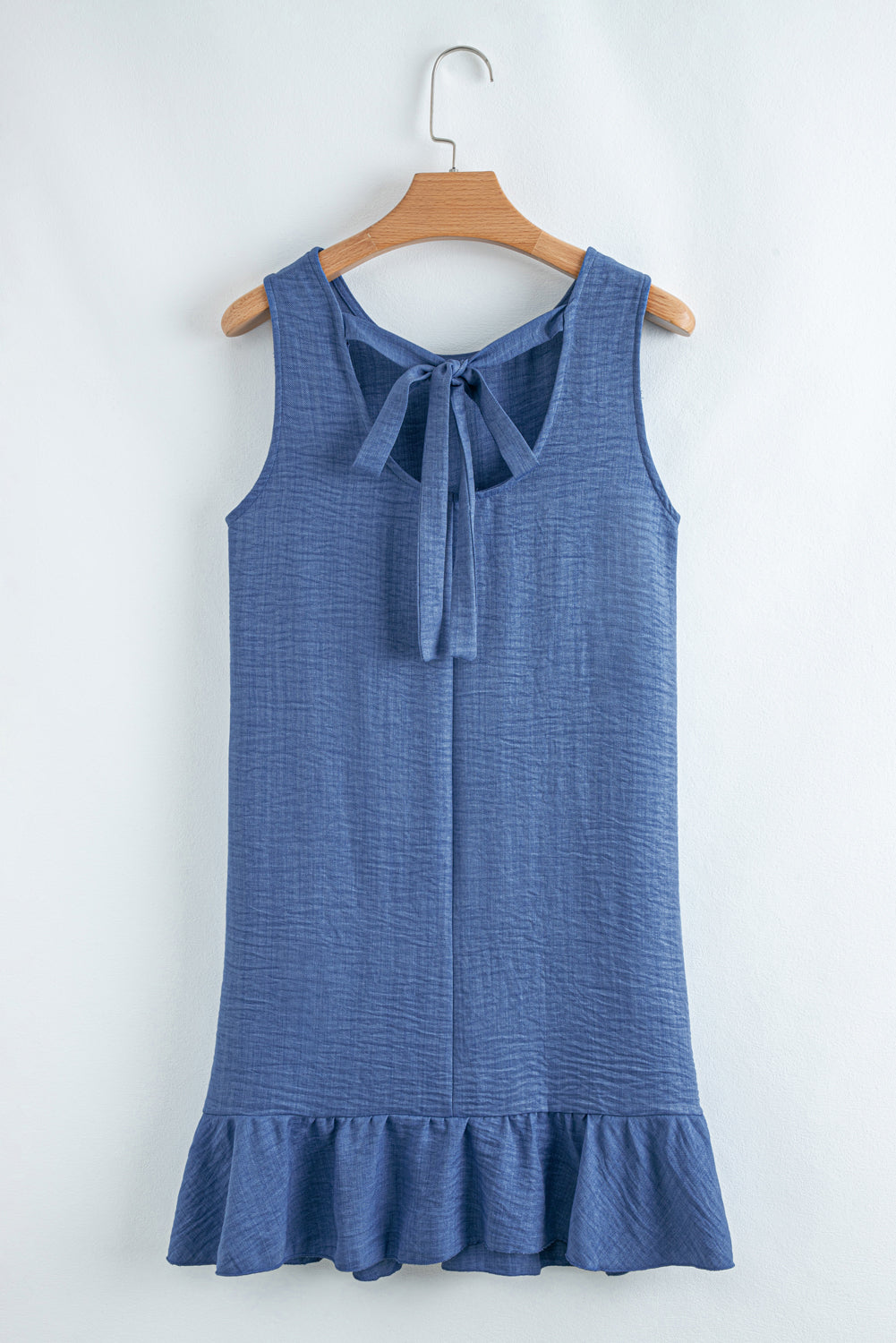 Ashleigh Blue Knot Scoop Back Ruffle Hem Sleeveless Mini Dress Mini Dresses JT's Designer Fashion