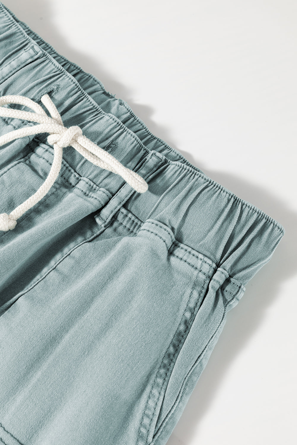 Smoke Green Mineral Wash Drawstring High Waist Wide Leg Jeans Jeans JT's Designer Fashion