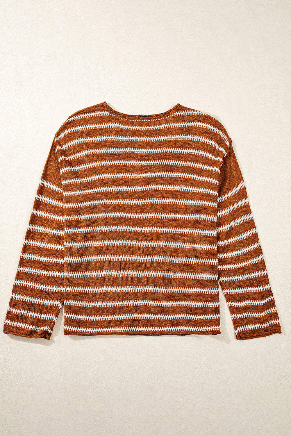 Brown Stripe Drop Shoulder Casual Sweater Sweaters JT's Designer Fashion