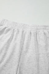Light Grey Girly Bow Embroidered Detail Puff Sleeve Pullover 2pcs Short Set Short Sets JT's Designer Fashion