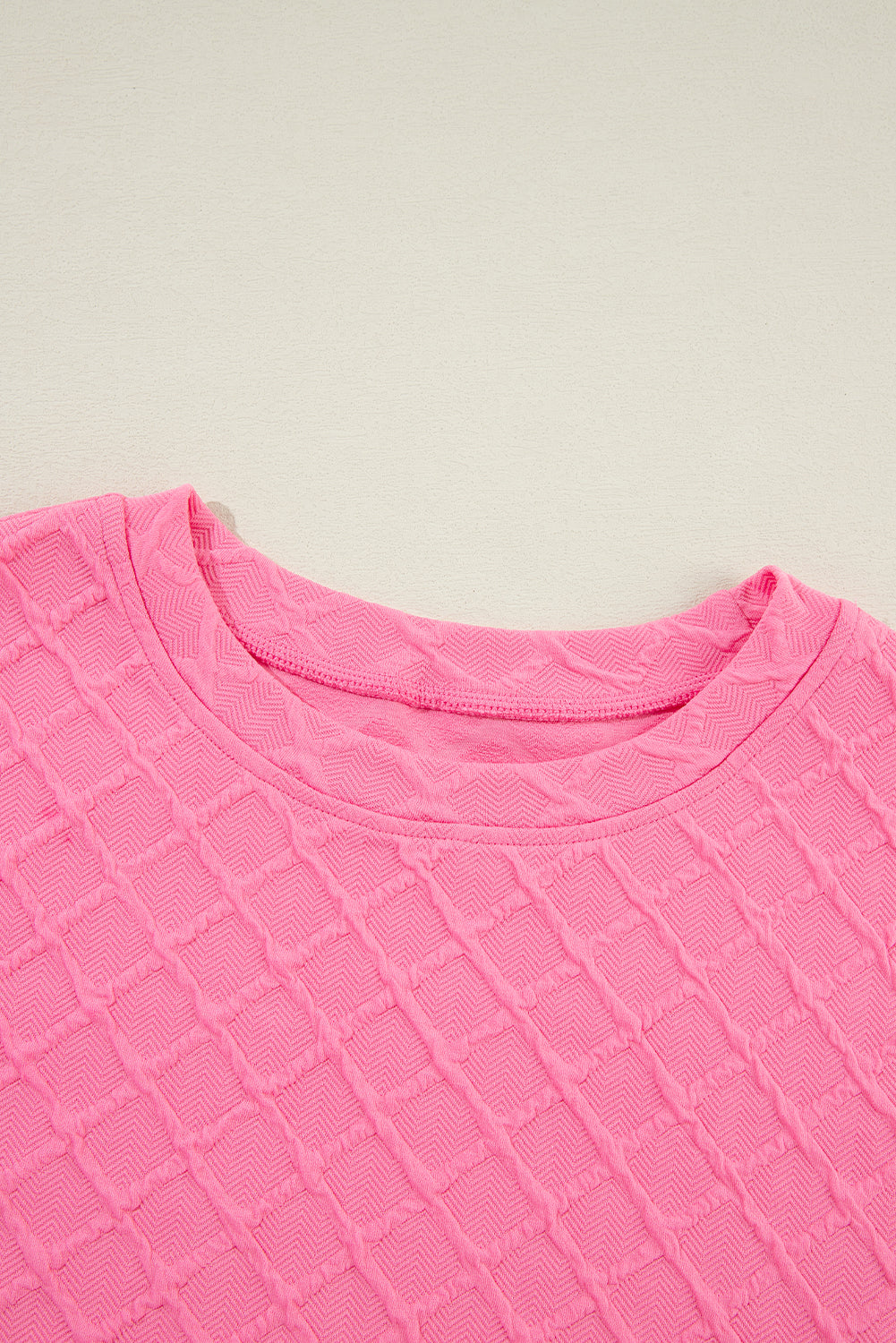 Sachet Pink Checkered Textured Tee and Drawstring Shorts Short Sets JT's Designer Fashion