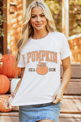 White PUMPKIN SEASON Cracking Printed Cotton Blend T Shirt Graphic Tees JT's Designer Fashion