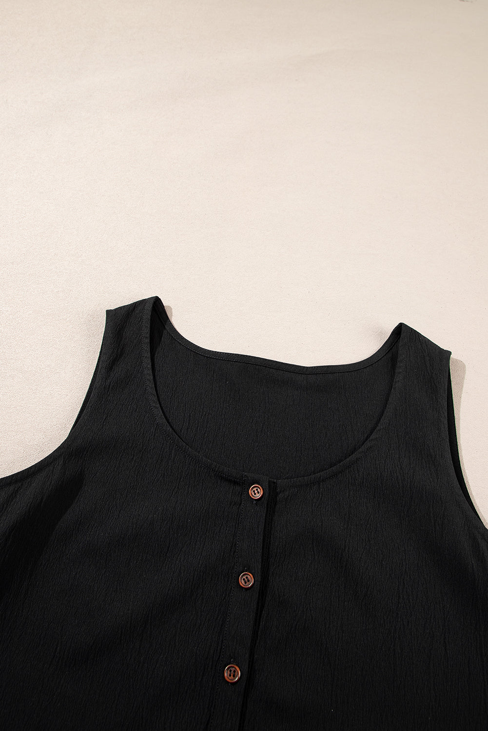 Black Plus Size Sleeveless Button Front Loose Jumpsuit Plus Size Bottoms JT's Designer Fashion