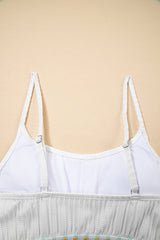 White Textured Contrast Banding Bikini High Waist 2pcs Swimsuit High Waisted Swimsuit JT's Designer Fashion