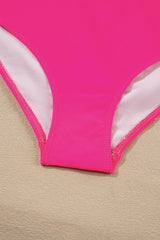 Rose Red Contrast Banding Tube Bikini High Waist 2pcs Swimsuit High Waisted Swimsuit JT's Designer Fashion