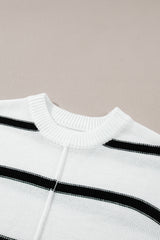 White Striped Batwing Sleeve Sweater Tee Sweaters & Cardigans JT's Designer Fashion