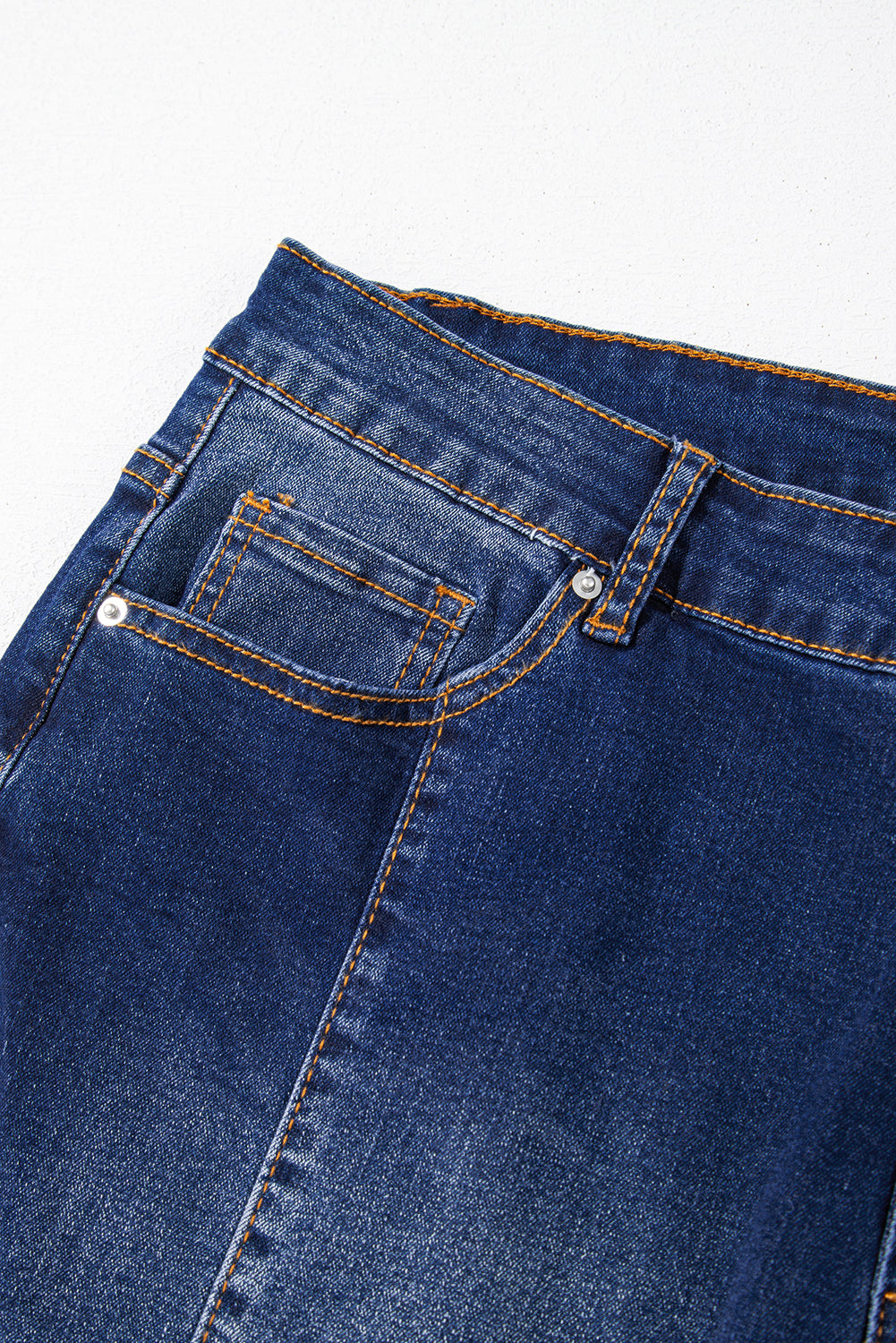 Navy Blue Plus Size Seamed Wide Leg High Waist Jeans Plus Size Bottoms JT's Designer Fashion