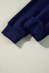 Navy Blue Solid Color Fleece Lined Zip up Hoodie Sweatshirts & Hoodies JT's Designer Fashion
