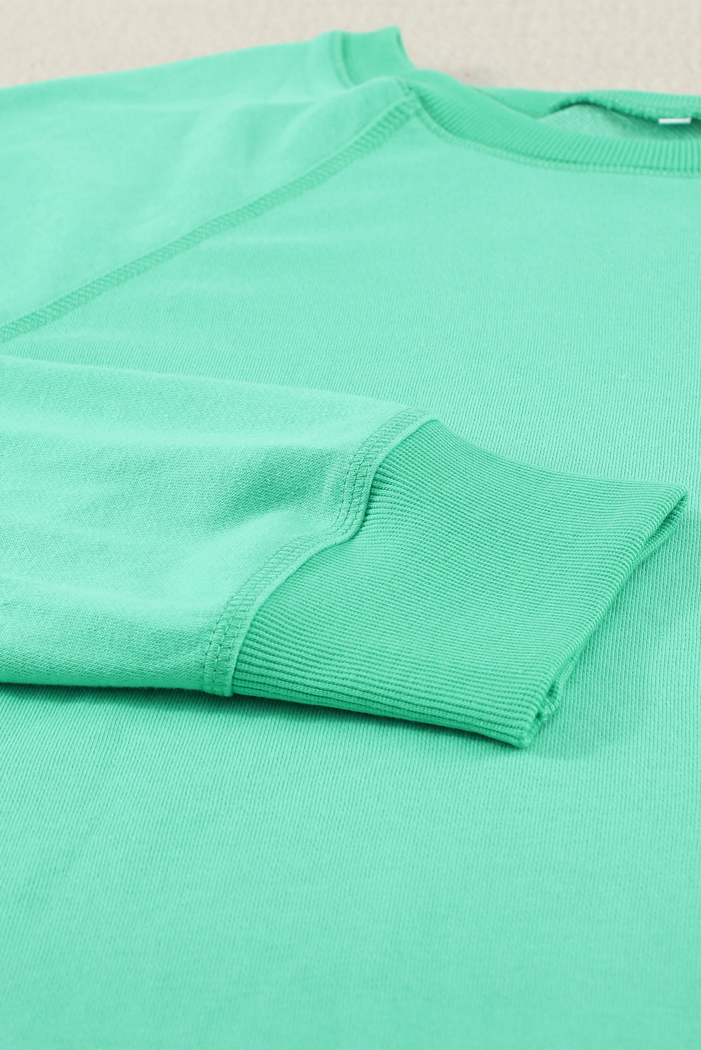 Green French Terry Cotton Blend Pullover Sweatshirt Sweatshirts & Hoodies JT's Designer Fashion