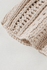 Smoke Gray Hollow-out Cable Knit Cropped Sweater Sweaters JT's Designer Fashion