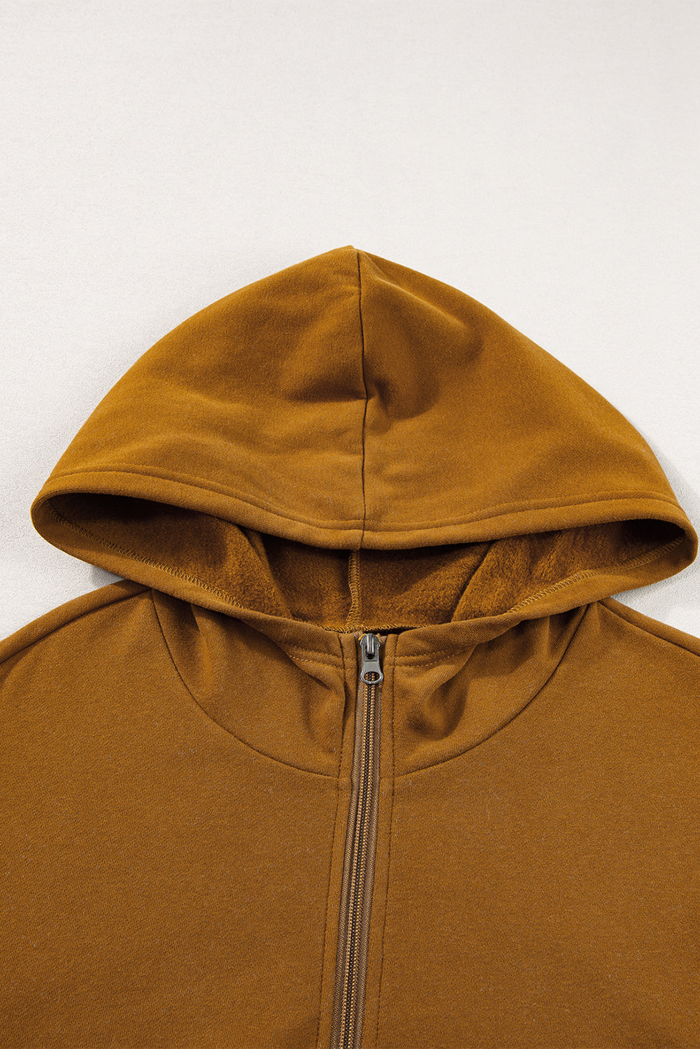 Chestnut Color Block Half Zip Kangaroo Pocketed Hoodie Sweatshirts & Hoodies JT's Designer Fashion