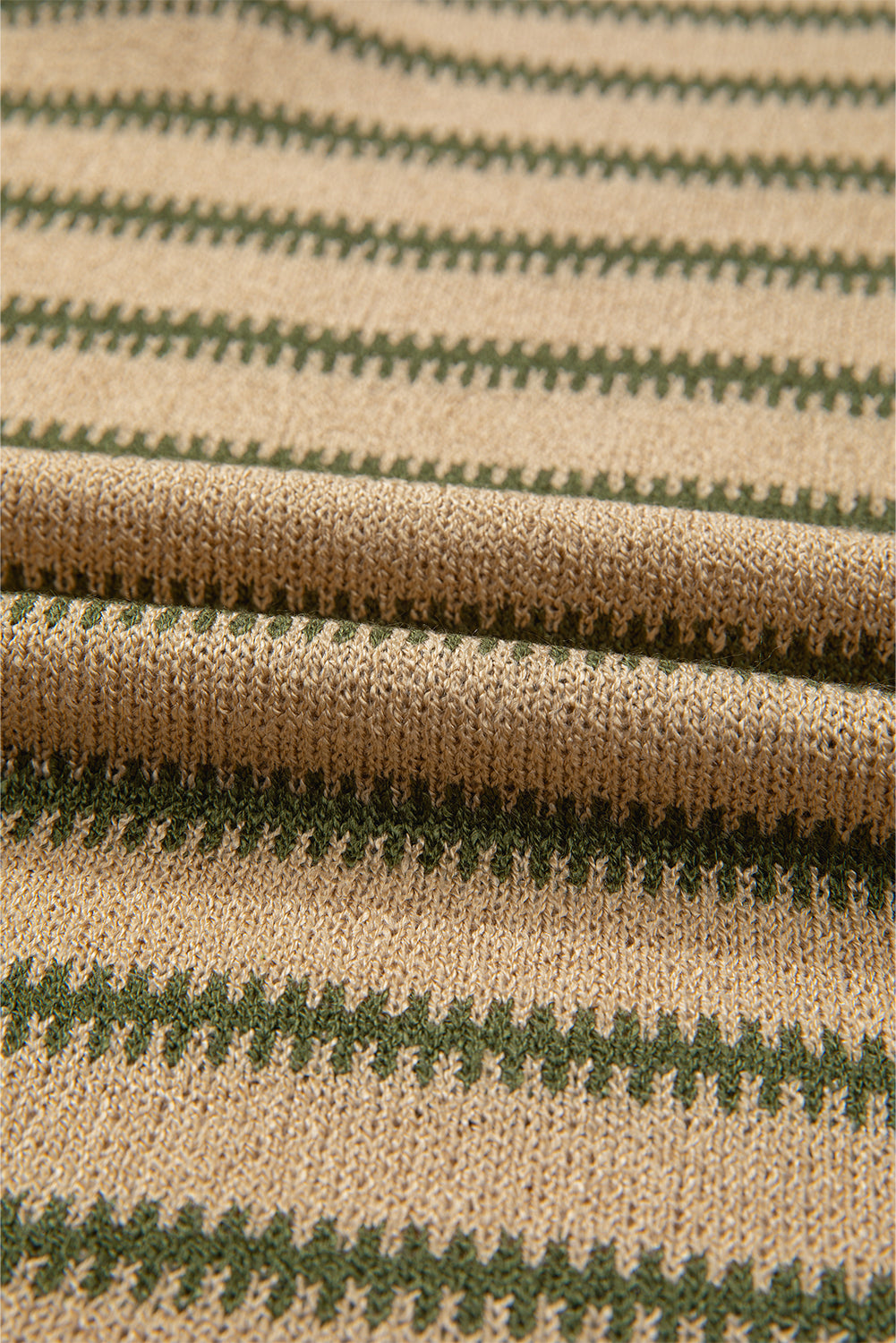 Khaki Stripe Drop Shoulder Casual Sweater Sweaters JT's Designer Fashion