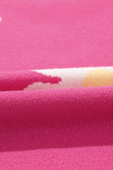 Bright Pink Daisy Flower Crew Neck Long Sleeve Sweater Sweaters JT's Designer Fashion