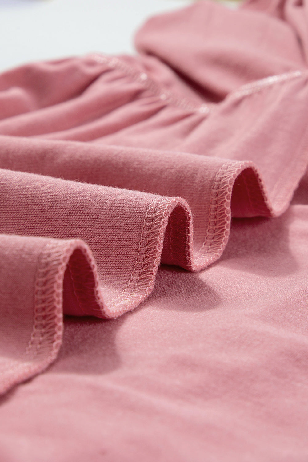 Rose Pink Textured V Neck Flutter Sleeve Ruffled Long Dress Maxi Dresses JT's Designer Fashion