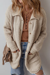 Jet Stream Collared Drop Shoulder Button Up Cardigan with Pocket Cardigans JT's Designer Fashion
