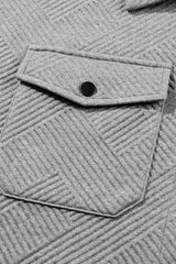 Gray Solid Textured Flap Pocket Buttoned Shacket Jackets JT's Designer Fashion