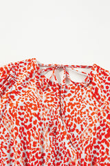 Tomato Red Leopard Print Long Sleeve Hollowed Back Split Mini Dress Mini Dresses JT's Designer Fashion