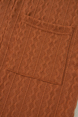 Chestnut Textured Knit Side Pockets Open Front Cardigan Cardigans JT's Designer Fashion